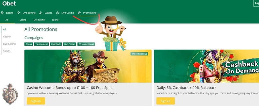 Qbet Casino bonus