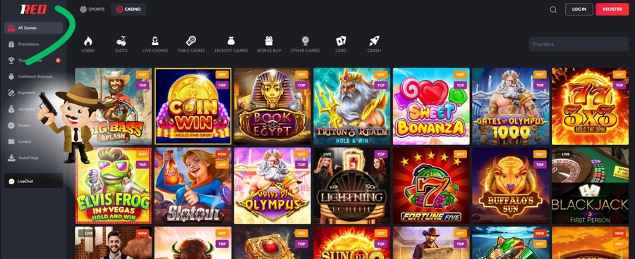 1RED Casino spellen