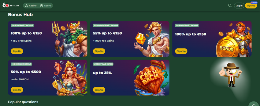 Betsixty Casino bonus