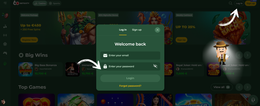 Betsixty Casino inloggen