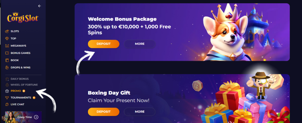 CorgiSlot Casino bonus