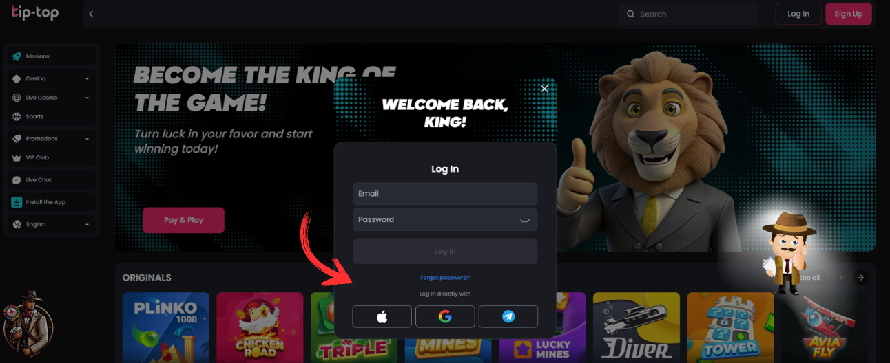 Tip-Top Casino inloggen