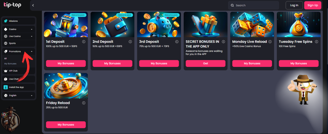 Tip-Top casino bonus