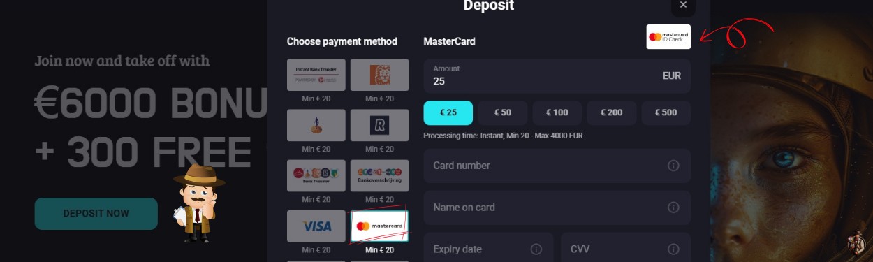 Storten bij Mastercard casino