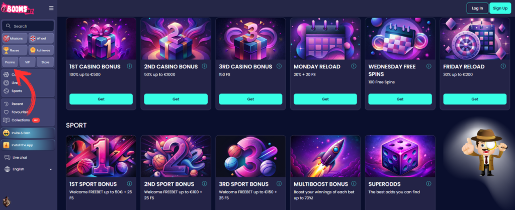 Booms.bet casino bonus