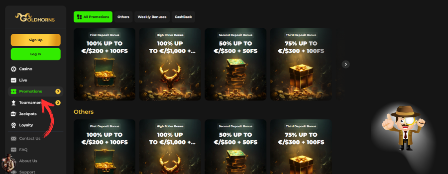 GOLDHORNS Casino bonus