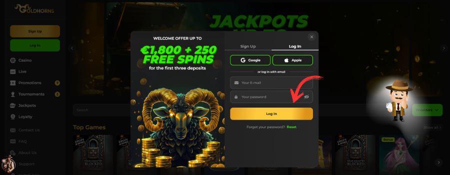 GOLDHORNS Casino inloggen