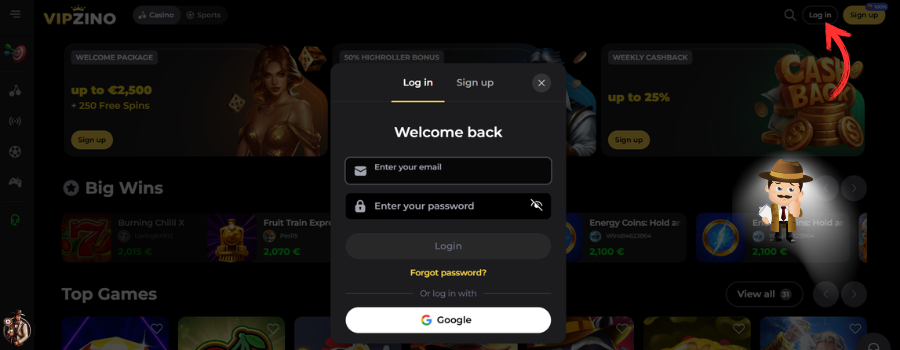 VipZino Casino inloggen