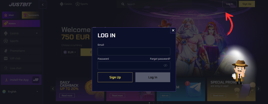 JustBit Casino inloggen