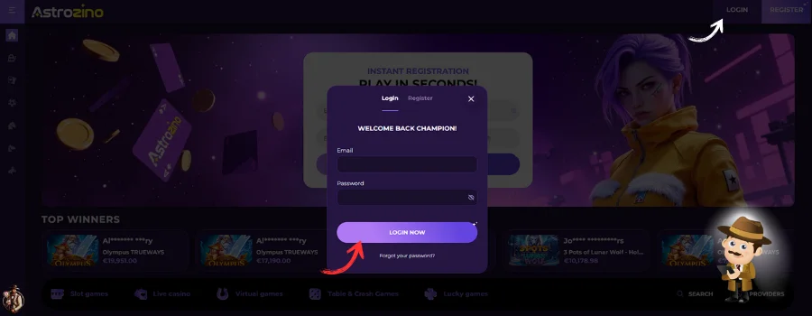 Astrozino Casino inloggen