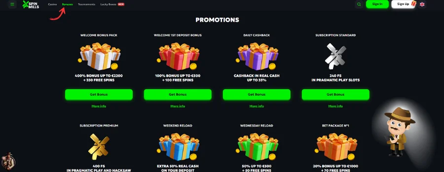 SpinMills Casino bonus