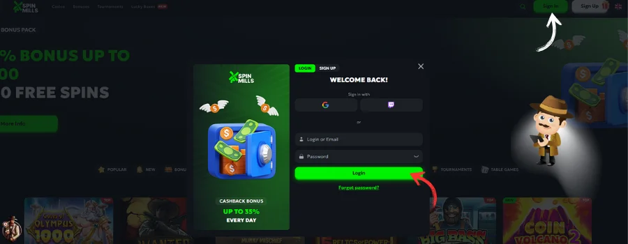 SpinMills Casino inloggen