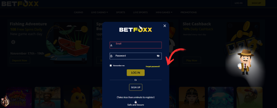 BetFoxx Casino inloggen