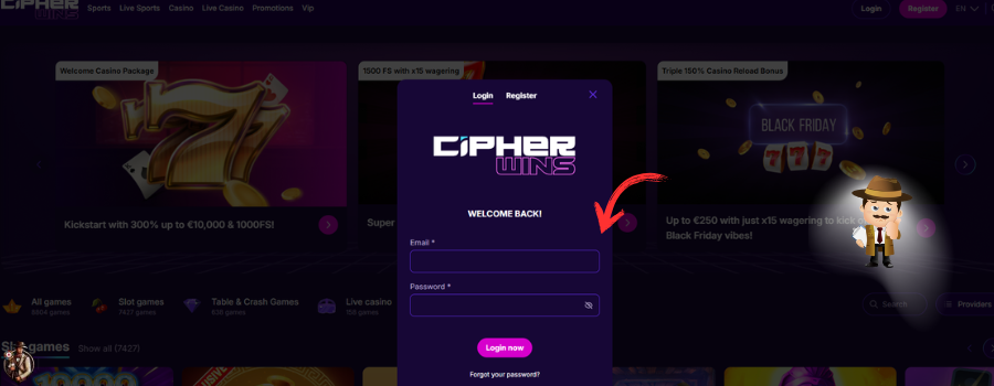 CipherWins Casino inloggen