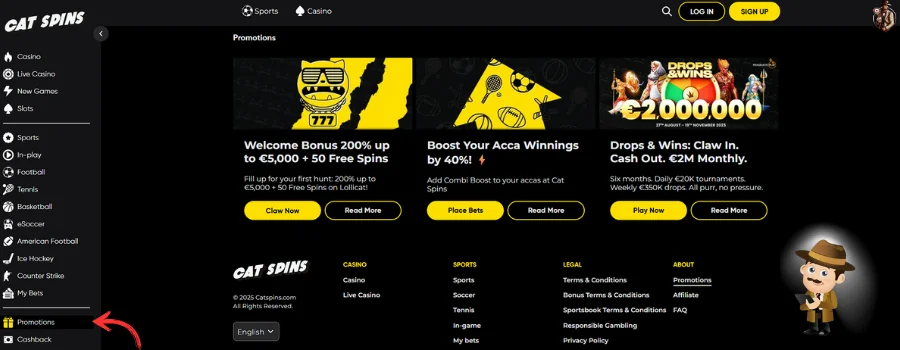 Cat Spins Casino Bonus